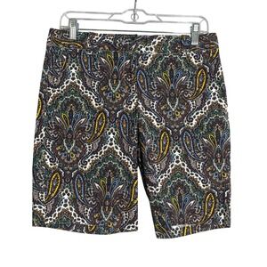 J. Crew Factory Bermuda Shorts Womens‎ 2 Multicolor Paisley Print Chino Preppy